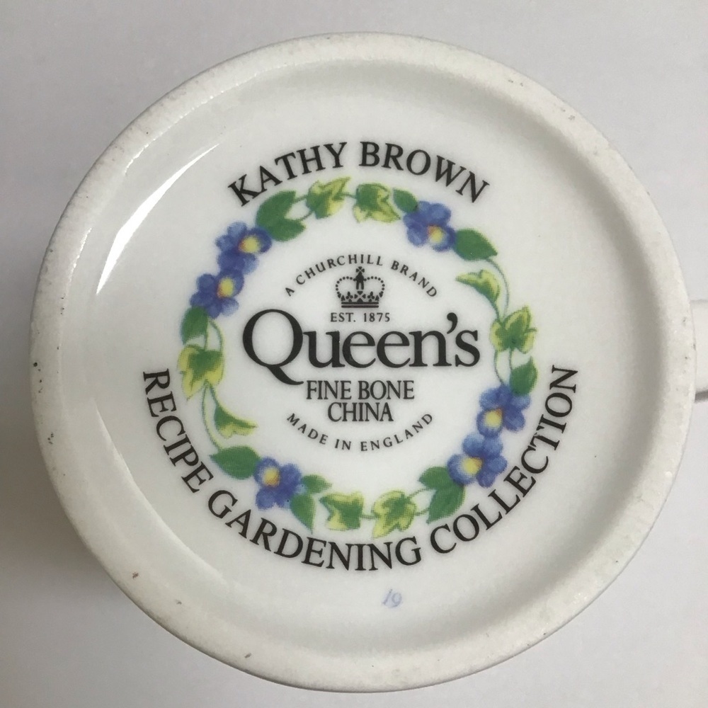 Queen's Fine Bone China Tea Cup Geranium Recipe Gardening Coffee Mug Kathy Brown - Picture 2 of 16